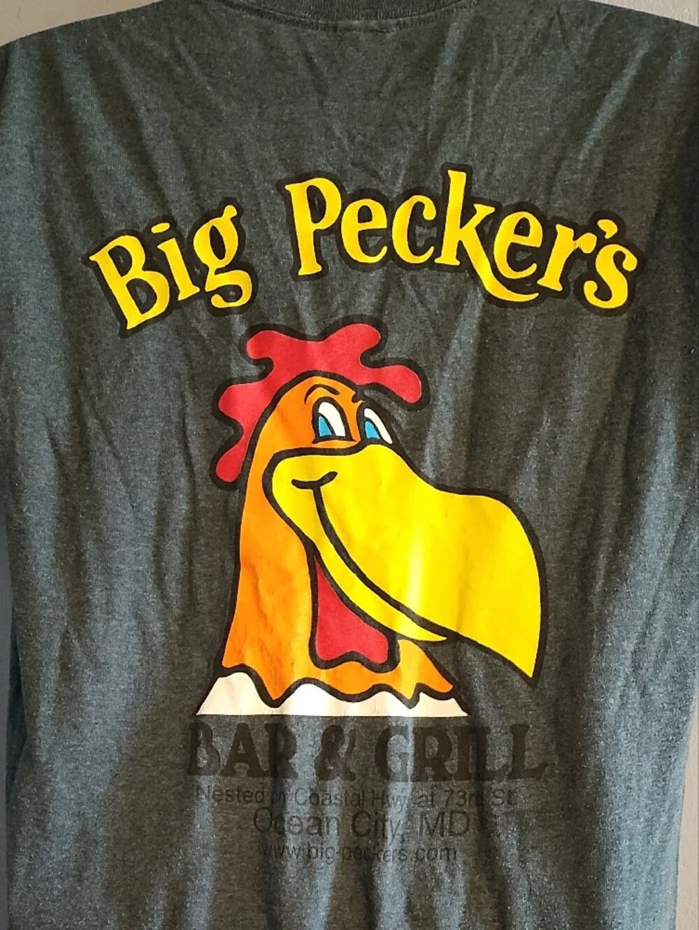 Big Peckers Bar & Grill Charcoal Gray Logo Tee - Men's Ocean City MD, Shirt